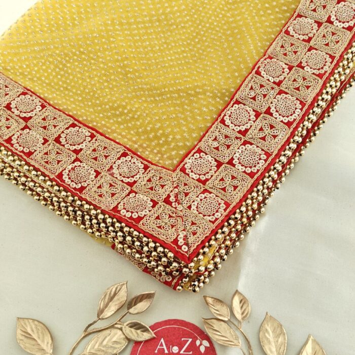 Bridal Dupatta for Haldi Function with Heavy Border <br><br>Design: DU040