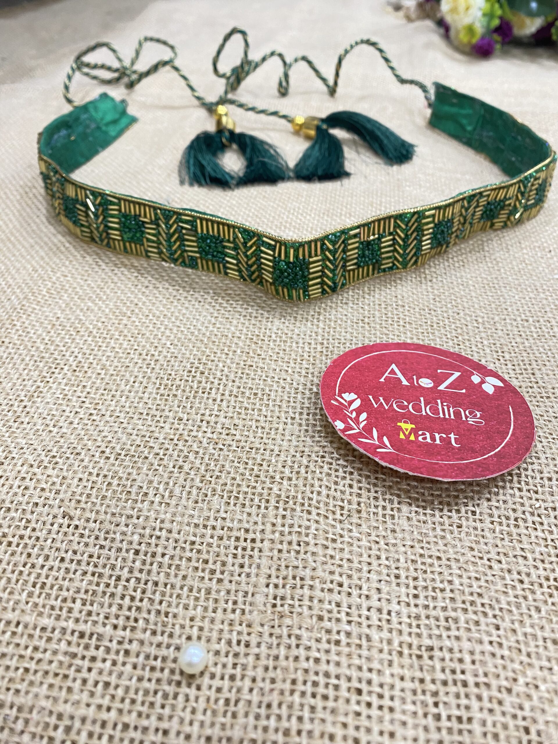 Elegant Green Kamarband - Designer Waist Belt for Saree <br><br>Design: LKB05 - Image 4