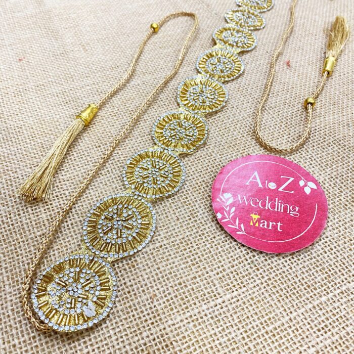 Luxurious Golden Kamarpatta - Stylish Waist Belt for Saree <br><br>Design: LKB09