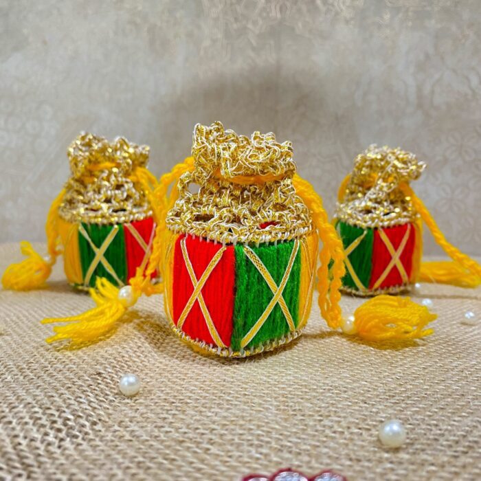 Vibrant Hand Knitted Potli<br><br>Design: PO012