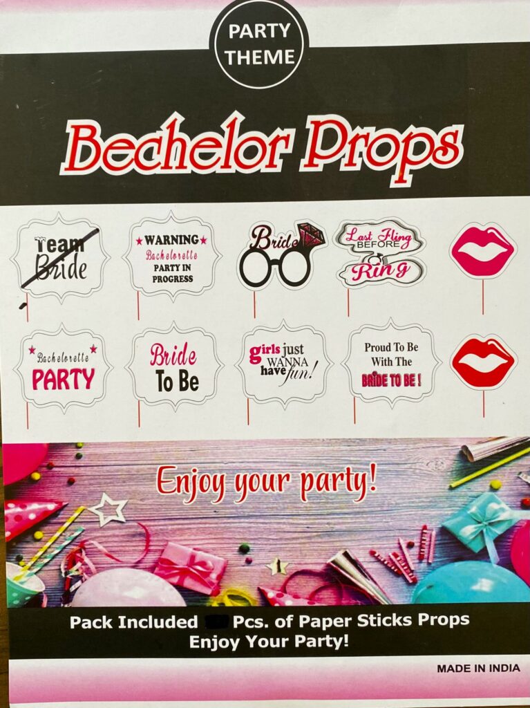 Bride's Party Photo Props Design: PRP03 - A to Z Wedding Mart
