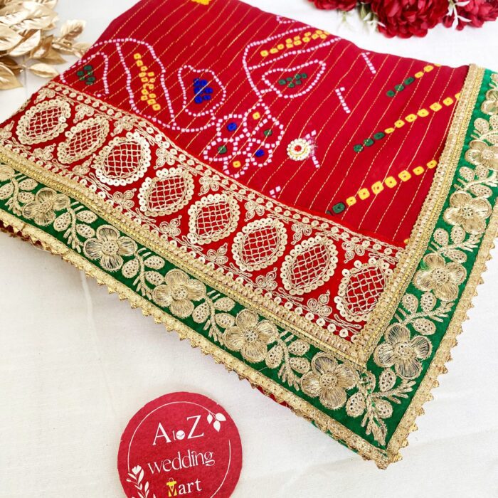 Bridal Red Bandej Piliya | Dupatta | Chunri <br><br>Design: DU013