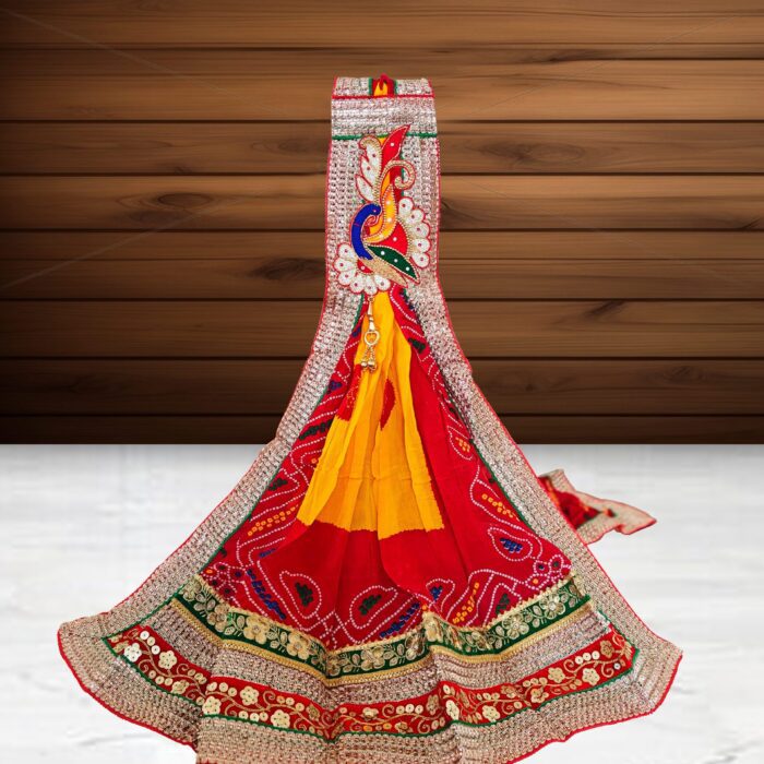 Peacock Brooch Rajasthani Bandhej Bandhani Chunri | Pomcha | Piliya | Odhana<br><br>Design: DU025