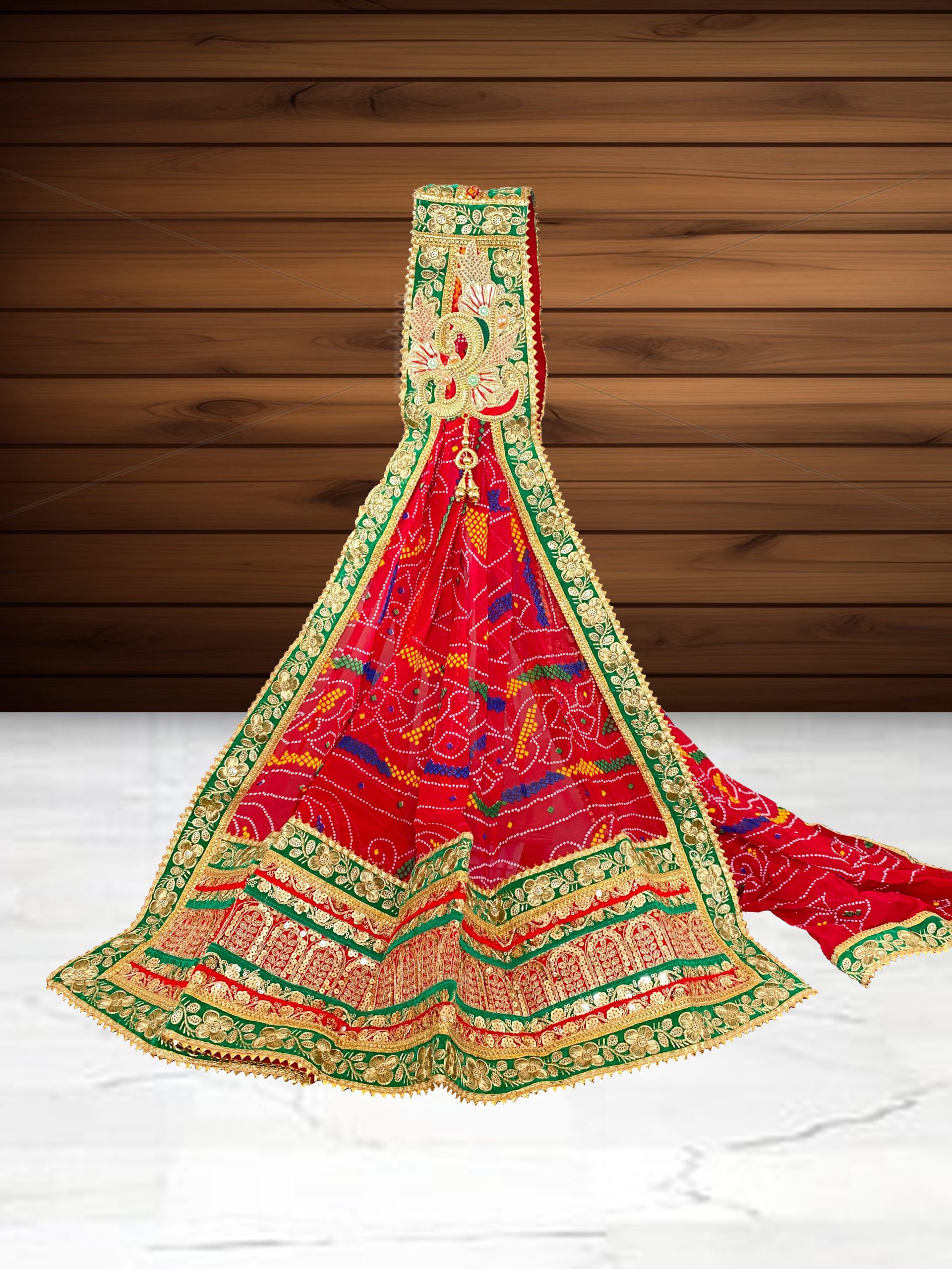 Zari Weaving Red Chunri Georgette Set/Brooch Dupatta/Chunri<br><br>Design: DU003
