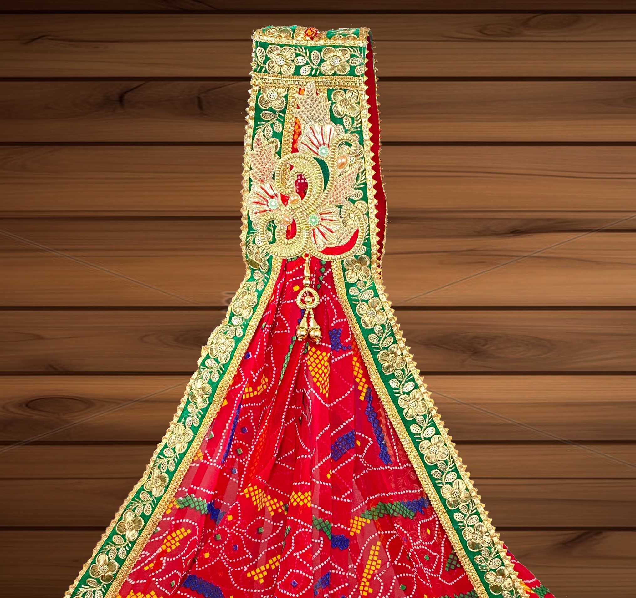 Zari Weaving Red Chunri Georgette Set/Brooch Dupatta/Chunri<br><br>Design: DU003 - Image 4